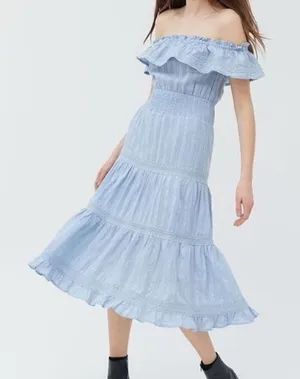 ✨Urban Outfitters Dress Forum Off-Shoulder MIDI Sz Large Dress✨ thumbnail 1