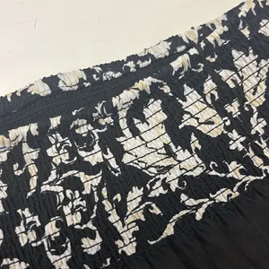 White House Black Market Black Floral Lined Pleated Elastic Waist Skirt- Medium thumbnail 8
