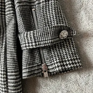 Vilagallo Checked Fringe Zip Up Wool Dress Black White Houndstooth Size 36 US‎ 4 thumbnail 6