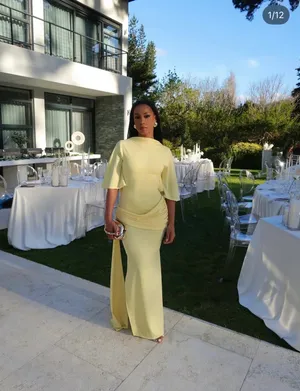 Zara Elegant Butter Yellow Gown - Floor-Length Formal Dress thumbnail 2