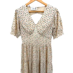 Daisy‎ Street Tiered Cutout Midi Dress Floral Cream V-Neck Keyhole Back Size M thumbnail 4