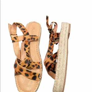 NEW Madewell The Malia Espadrille Sandal Leopard Calf Hair Leather thumbnail 4