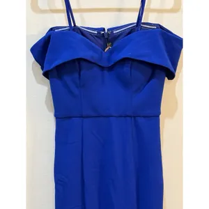 Bariano Australia Off Shoulder Sweetheart Neck Dress Gown With Train Blue Size 4 thumbnail 4