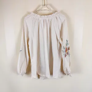 Solitaire Cream Floral Embroidered Boho Blouse Size Large thumbnail 6