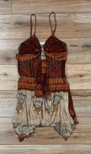 KAELYN MAX Vintage Y2k Euro Brown Paisley Boho Flowy Cami Tank Top | Size Small thumbnail 1