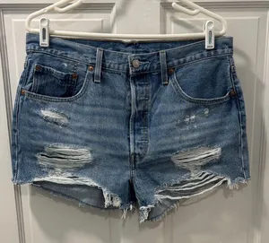 Levi's Premium 501 High Rise Short Size 32 Distressed 100% Cotton Non Stretch thumbnail 7