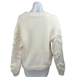 Self-Same Women's White Knitted Long Sleeve Button Up Cardigan Sweater Top Sz S thumbnail 2