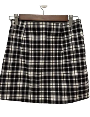 Garage Black and White Plaid Wrap Mini Skirt Size XS thumbnail 3
