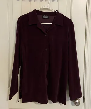 Vintage Wildlife‎ Sportswear women’s deep purple faux suede button down medium thumbnail 1