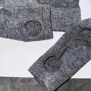 Gymshark Flex Crop Top S/M Grey Long‎ Sleeve Seamless Open Back Thumbholes thumbnail 8