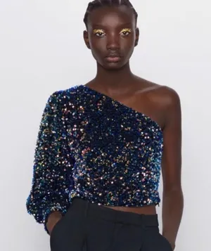 One Shoulder Sequin Top thumbnail 1