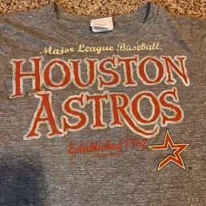 Houston Astros Womens Gray Sparkle T Shirt MLB Baseball Major League Size‎ L thumbnail 2