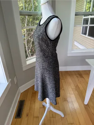 J. Crew Black and White Tweed Fit and Flare Mini Dress Size 4 thumbnail 2