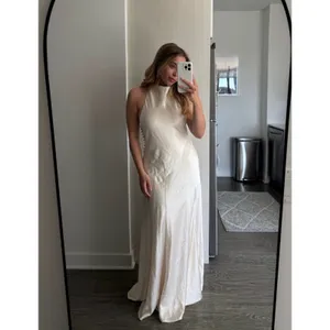 Reformation Roy Satin Wedding Maxi Dress Gown Halter Neck Fior DiLatte Ivory 8 thumbnail 11