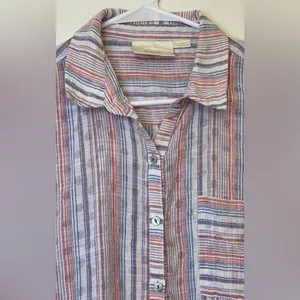 Maeve Anthropologie Breckenridge Striped‎ Polka Dot Button Boho Shirt Size S thumbnail 11