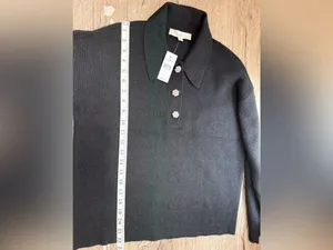 Loft Jewel Button‎ Polo Sweater in black NWT SIZE small thumbnail 5