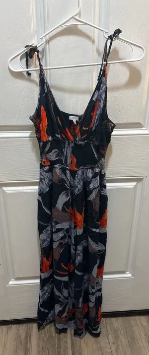 Patrons of Peace Floral Smocked Tie-Strap Jumpsuit Size S thumbnail 1