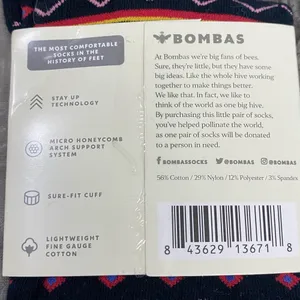 Bombas Black With Multicolor Geometric Lines Crew Socks Size Large thumbnail 4
