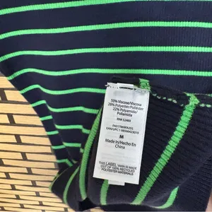Free Assembly Green And‎ Navy Stripe Turtle Neck Top Size Medium thumbnail 5