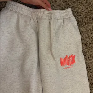 White Fox Boutique Light Gray Joggers with Red Logo thumbnail 4