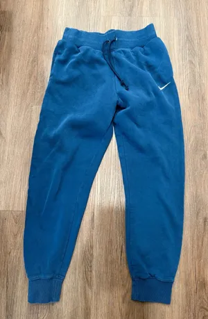 Nike Sportswear Essential Womens Fleece Jogger Pants Blue Teal Swoosh Size M thumbnail 1
