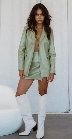 Princess Polly Good Vibes Blazer in Green thumbnail 1