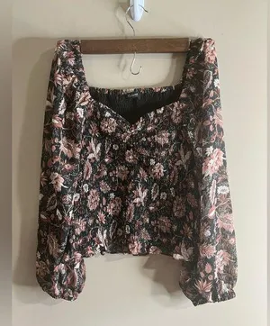 Madewell top lucie floral smocked top small thumbnail 1