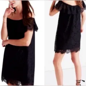 Madewell Black Lace Off-The-Shoulder Mini Dress - Size 00 thumbnail 4
