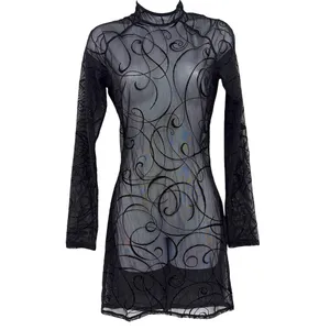 Patrice Catanzaro Sheer Velvet Burnout Mini Dress Sz 10 Mesh Whimsigoth Festival thumbnail 2