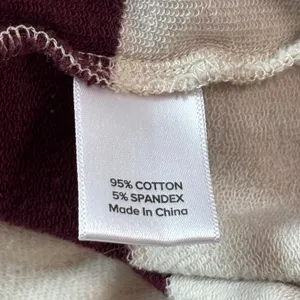 Evereve Womens XL Burgundy Cream‎ Striped Pullover Sweatshirt French Terry Boxy thumbnail 4