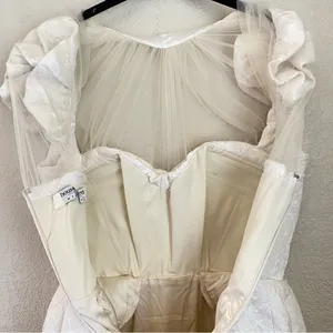 House of CB 'Cherelle' Ivory Jacquard Puff Sleeve Dress size Large NWOT‎ thumbnail 9
