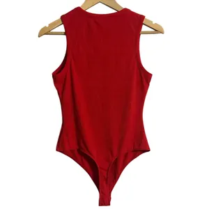 Le Lis Sleeveless Ribbed Bodysuit Womens M Red One Piece Tank thumbnail 3