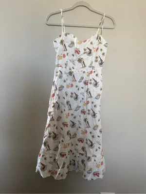 Reformation White Floral Midi Dress with Ruffled Straps thumbnail 3