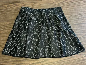Hot Topic XL Black Skater Flare Skirt White Cat Kitty Heads thumbnail 1