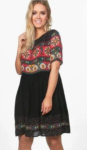 Beautiful Nordic patterned Boohoo s 18 dress thumbnail 1