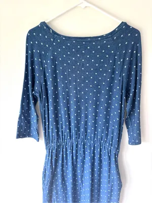 Boden Peggy Drawstring Waist Blue White Polka Dot Knee Length Dress Preppy thumbnail 8