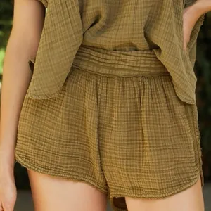 Daily Practice Anthro Olive Green Gauzy Cotton Distressed Beach Shorts Size S thumbnail 1
