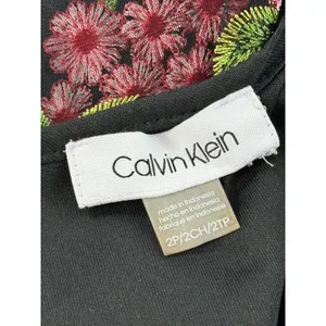 Calvin Klein Floral Embroidered Mesh Mermaid Midi Dress Black Pink 2P CD8L15EZ‎ thumbnail 8