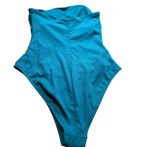 Shade & Shore High Leg Cheeky One Piece Swimsuit Medium Teal Ribbed Fabric thumbnail 11