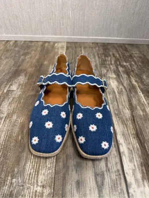 Maeve Denim Daisy Espadrille Mary Janes - Blue & White Size 8-9 thumbnail 15