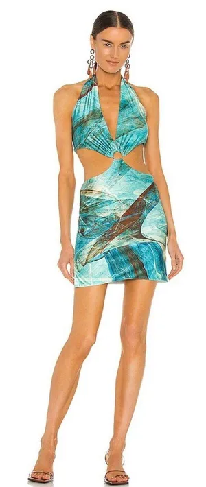 Revolve Farai London Gaia Mini Dress in Ocean Blue thumbnail 1