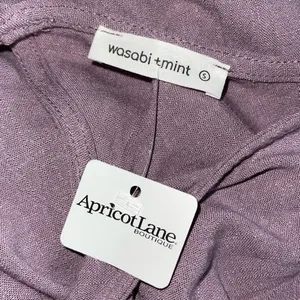 Wasabi+Mint Rayon Linen Puff Sleeve Cut Out Mini Swing Dress‎ Purple NWT Small thumbnail 4