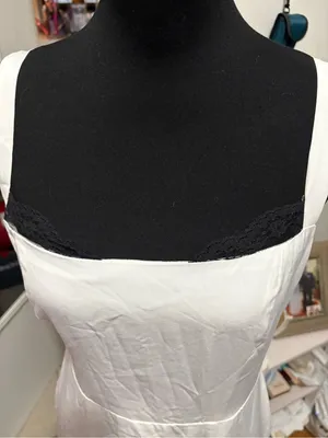 White Square-Neck Slip Dress with Ruffle Hem thumbnail 4