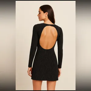 Express Chic Black Open-Back Dress thumbnail 2