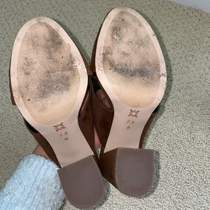 BCBGeneration Suede Chocolate Brown Mule Heels thumbnail 16