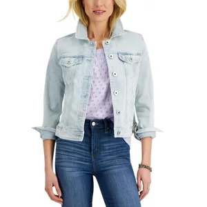 NEW Style & Co. Womens Button Up Classic Denim Trucker Jacket Tropic Blue M thumbnail 7