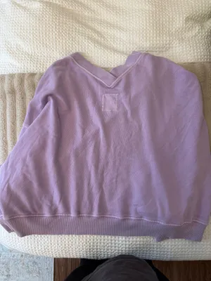 Aerie Purple V Neck Hoodie thumbnail 3