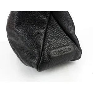 Calvin Klein Black Pebbled Leather Shoulder Bag Hobo Purse Slouchy Zip Y2K thumbnail 6