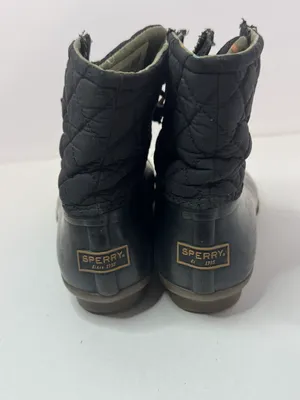 Saltwater Black Quilted Lace Up Boots Size 7.5 thumbnail 4