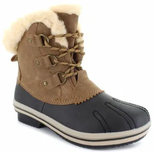PAWZ Brown and Black Faux-Fur Lined Lace-Up Winter Rain Boot Size 10 thumbnail 1